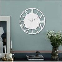 30cm Dia Wooden Round Hollow Roman Numeral Wall Clock with Metal Hands