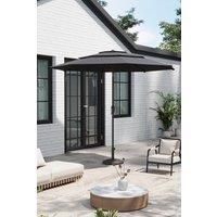 3-Tier Outdoor Garden Umbrella with Crank and Woven-Pattern Stand