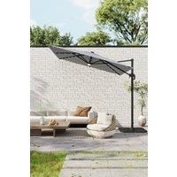Solar-Powered Outdoor Square Cantilever Parasol with Lights & HDPE Base