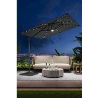 Solar-Powered Outdoor Square Cantilever Parasol with Lights & HDPE Base