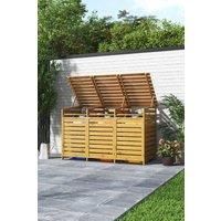 Spruce Wood Outdoor Trash Can Storage Shed with 3 Doors