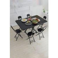 7pcs Folding Table and 6 Chairs Set Indoor Outdoor Bistro Kitchen Dining Set Furniture