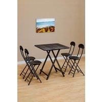 5pcs Folding Table and 4 Chairs Set Indoor Outdoor Bistro Kitchen Dining Set Furniture