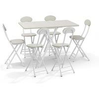 7pcs Folding Table and 6 Chairs Set Indoor Outdoor Bistro Kitchen Dining Set Furniture