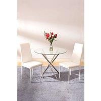 3pcs Dining Table Set of 2 Modern Faux Leather Dining Chairs and Tempered Glass Table