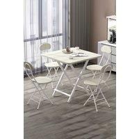 5pcs Folding Table and 4 Chairs Set Indoor Outdoor Bistro Kitchen Dining Set Furniture