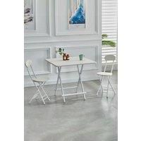 3pcs Set of 80cm Foldable Table & 2 Dining Chairs Set Kitchen Furniture Dining Set