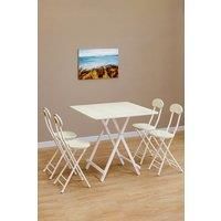 5pcs 80cm Folding Table and 4 Chairs Set Indoor Outdoor Bistro Kitchen Dining Set Furniture