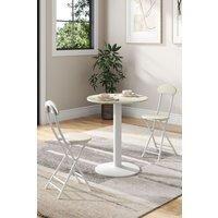 3pcs Round Table and 2 Chairs Set Indoor Outdoor Bistro Kitchen Dining Set Furniture