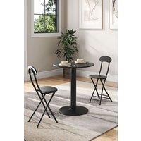 3pcs Round Dining Table and 2 Folding Chairs Set Bistro Coffee Table Set Furniture