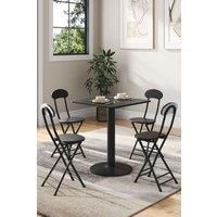 5pcs Set Square Table and 4 Chairs Bistro Coffee Table Dining Set Furniture
