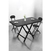3-Piece Set 100cm Folding Dining Table & 2 Chairs Indoor Outdoor Dining Table Suitable for Six People