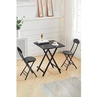 3pcs Folding Dining Table and 2 Chairs Set Portable Dining Set Kitchen Furniture 60cm