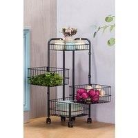 4-Layer Detachable Rotating Trolley Cart Scalable Spice Rack Vegetable Fruit Storage Basket Organizer for Kitchen