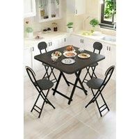 5pcs 80cm Folding Table and 4 Chairs Set Indoor Outdoor Bistro Kitchen Dining Set Furniture