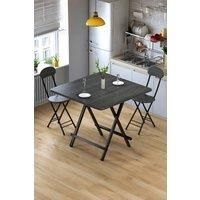 3-Piece Set 80cm Folding Dining Table & 2 Chairs Indoor Outdoor Dining Table Suitable for 4 People