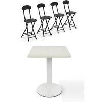 5-piece Set of Square Table & 4 Chairs Bistro Coffee Table Dining Furniture Set