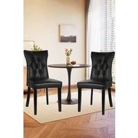 3-piece Set of Round Dining Table & 2 PU Leather Dining Chairs Coffee Table Set