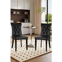 3-piece Set of Glass Dining Table & 2 Faux Leather Dining Chairs Tempered Glass Coffee Table Set