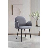 Velvet Upholstered Dining Chair with Armrest