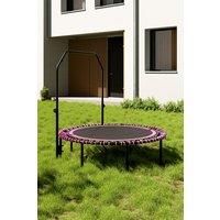 48in Bungee Cords Foldable Round Pink Trampoline with Adjustable U-Handle Bar