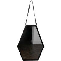 Hexagon Black Metal Mirror with Leather Strap