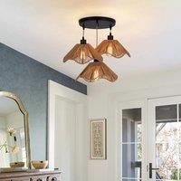 3 - Light Boho Rattan Farmhouse Pendant Light