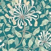 Hoopla Honeysuckle Leaf Trail Dark Jade Matt Wallpaper Sample