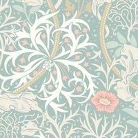 Hoopla Seaweed Garden Seafoam Matt Wallpaper Sample