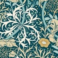 Hoopla Seaweed Garden Petrol Blue Matt Wallpaper Sample