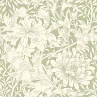 Hoopla Chrysanthemum Sage Green Matt Wallpaper Sample