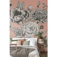 Large Rose Toile Wall Mural