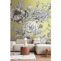 Large Rose Toile Wall Mural
