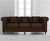 Milano Chesterfield Brown Leather 3 Seater Sofa