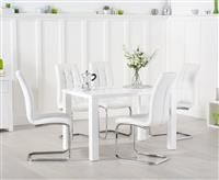 Atlanta 120cm White High Gloss Dining Table with Lorin Chairs