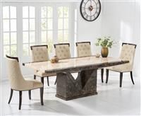 Tenore 180cm Marble Effect Dining Table With 6 Cream Francesca Chairs