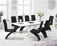 Halo 160cm White High Gloss Extending Dining Table With 4 Ivory White Hampstead Faux Leather Chairs