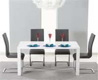 Atlanta 120cm White High Gloss Dining Table With 4 Grey Malaga Chairs