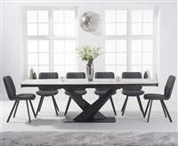 Jacob 180cm White Extending Ceramic Dining Table With 6 Brown Dexter Faux Leather Chairs