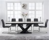 Jacob 180cm White Extending Ceramic Dining Table With 6 Grey Tarin Chairs