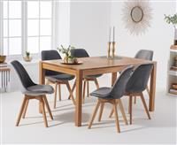 Oxford 150cm Solid Oak Dining Table With 6 Grey Orson Velvet Chairs