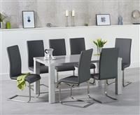 Atlanta 160cm Light Grey High Gloss Dining Table With 4 White Malaga Chairs