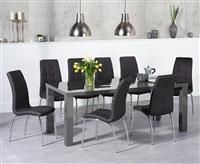 Atlanta 200cm Dark Grey High Gloss Dining Table with Calgary Chairs