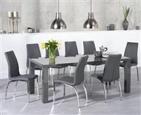 Atlanta 200cm Dark Grey High Gloss Dining Table with Cavello Chairs