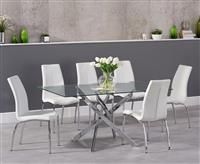Denver 160cm Glass Dining Table with Cavello Chairs