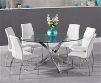 Denver 165cm Oval Glass Dining Table with Cavello Chairs