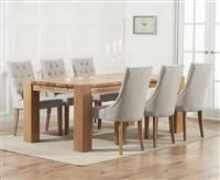 Madrid 200cm Solid Oak Dining Table With 6 Grey Beatrix Fabric Chairs