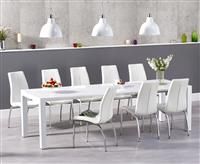 Cleveland Extending White High Gloss Dining Table With 6 Grey Cavello Chairs