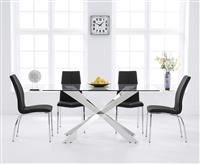 Juniper 160cm Glass Dining Table with Cavello Chairs