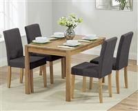 Oxford 120cm Solid Oak Dining Table With 4 Cream Mia Fabric Chairs